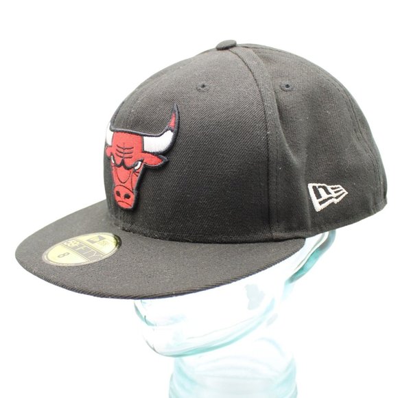 Chicago Bulls NBA Basketball New Era 59Fifty Black Fitted Hat Cap Sz 8 - Picture 3 of 9